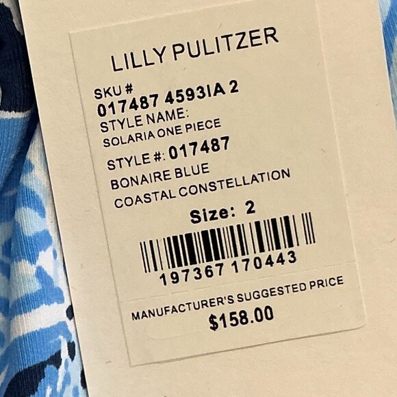 Lilly Pulitzer Solaria Women's Size 2 Blue Coastal One Piece Swimsuit NWT - Picture 3 of 4